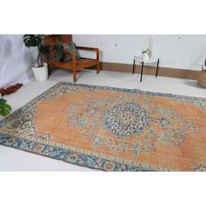 Grand tapis vintage de 5,3 x 8,6 pieds, tapis persan turc orange - Product Image 3