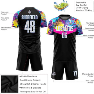 เสื้อฟุตบอลผ้าตาข่ายสำหรับผู้ชายเสื้อฟุตบอลผ้าพิมพ์ลายโพลีเอสเตอร์100% แบบกำหนดเอง2025เสื้อยืดฟุตบอลแขนสั้นระบายอากาศได้ - Product Image 3