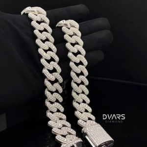 Cadena Cubana de Plata de Ley 925 con Diamantes Cultivados en Laboratorio, Estilo Atrevido y Elegante, Joyería Corporal Unisex - Colección Hip Hop de Moda - Product Image 2