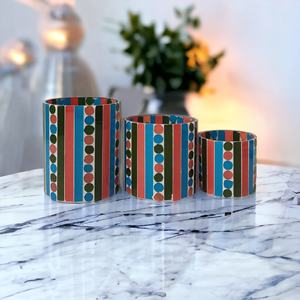 Mosaïques colorées à la mode maison et jardin porte-votifs fabriqués à la main bocaux en verre cylindrique de taille personnalisée pour mariage de Noël - Product Image 1