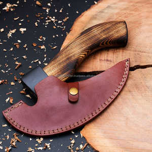 Cuchillo de Damasco tradicional completo Tang multiusos cortador de Pizza hacha cortador de carne utilidad cortador de pizza cuchillo hacha Funda de cuero - Product Image 2