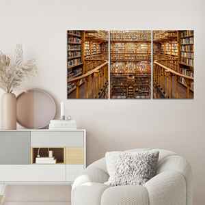 Tableau imprimé sur toile élégant : décoration de bureau et thème livres, lot de 3 toiles - Product Image 1