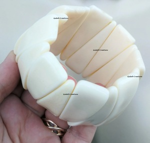 Custom White Resin Bead Stretch Wide <b>Bracelets</b> Hand-Curved <b>Wrap</b> Style Trendy Geometric Pattern Christian <b>Fashion</b> <b>Wrap</b> <b>Bracelets</b> - Product Image 3