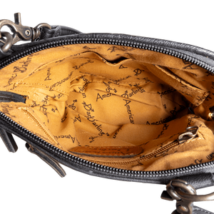 กระเป๋าหนังแท้คุณภาพสูง 100% แบบสะพายข้าง สีดำ ลายดอกไม้แกะสลักด้วยมือ ผลิตตามสั่ง ใช้ได้ทุกฤดู - Product Image 4