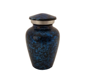 Urne souvenir en aluminium de conception de texture couleur bleue et noire pour les services funéraires meilleure urne souvenir de qualité - Product Image 1