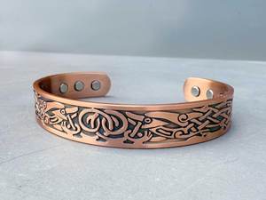 กำไลข้อมือสีบรอนซ์แบบแข็งฟอร์จทองแดงหรือเงินแท้กำไลข้อมือสำหรับบุรุษหรือสตรีสร้อยข้อมือของขวัญสำหรับ himgift ให้กับเธอ - Product Image 4