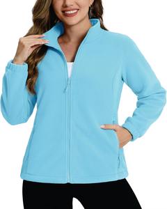 Veste polaire douce d'hiver pour femme avec fermeture à glissière et poches pratiques en coton imprimé offre chaleur et commodité - Product Image 1