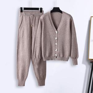 Chándal de punto para mujer, suéter de cuello alto, traje informal, conjunto de 2 piezas de otoño e invierno, pantalones de punto, traje deportivo, ropa para mujer - Product Image 2