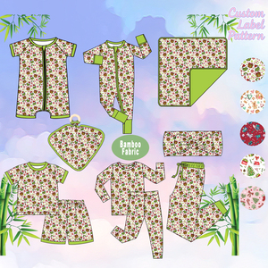 Ventes en gros de pyjamas en bambou personnalisés pour bébés filles nouveau-nés, imprimés de Noël, de haute qualité, barboteuses, ensembles de vêtements pour bébés - Product Image 1