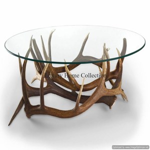 Table centrale en métal en forme d'arbre naturel en laiton antique avec dessus en verre de forme ronde Fabriqué à la main Designer Fancy Look Supply - Product Image 3