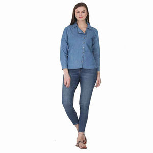 Chemise en jean pour femme, style moderne pour un look décontracté, chemise en jean à manches longues pour femme, design décontracté et durable - Product Image 6