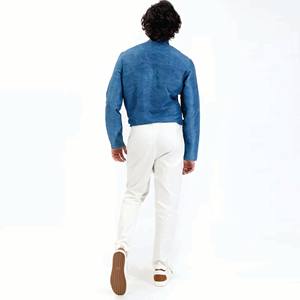 กางเกงขาตรงทรงสลิมฟิตสำหรับผู้ชายกางเกงชิโนผ้าทอลายทแยงผ้าคอตตอนสไตล์ USA - Product Image 4