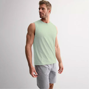 Alta calidad hombre blanco 2025 moda hombres correr Deporte Camiseta sin mangas transpirable - Product Image 5