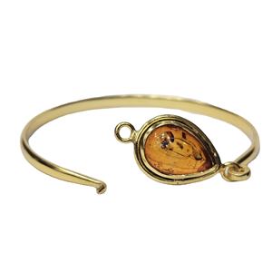 AA Quality Handmade 925 Sterling Silver <b>Gold</b>-Plated Teardrop Hasonite Gemstone Fashion Style Unique Adjustable Bangle - Product Image 1