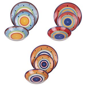 Set di Stoviglie in Gres Boemo Dipinto a Mano Eldorado Sibilla, 9 Pezzi, per Uso Domestico o Alberghiero - Product Image 1