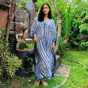 À la mode à la mode femmes décontracté été main cravate teint femmes caftan plage couvrir nouveauté main impression cravate teinture manches longues - Product Image 4