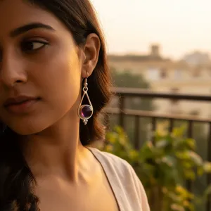 Pendientes de Plata 925 con Amatista, Joyería Elegante para Mujer, Accesorio de Moda - Product Image 1