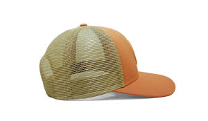 Sombreros de camionero personalizados Logotipo tejido personalizado Gorras naranjas Gorra ajustable para exteriores Pre Curve Bill, Gorra de camionero para hombre - Product Image 5