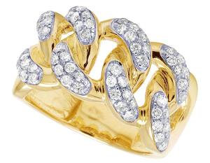 Hip Hop estilo personalizar en S925 plata amarillo chapado en oro Moissanite diamante cubano enlace anillo para hombres - Product Image 3