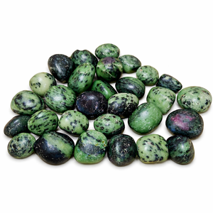 Pierre roulée en Zoisite Rubis en gros, cristal de guérison naturel, pierre précieuse polie, sculpture d'amour, bijoux de méditation Reiki, vert - Product Image 1