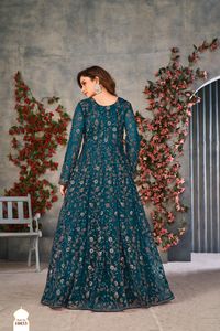 ชุด Net Anarkali Salwar Kameez,ชุดสูท/ชุดปากีสถานออกแบบ Salwar Kameez/ชุดสูทปาร์ตี้งานปักเย็บหนัก - Product Image 6