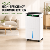 Déshumidificateur portable à compresseur OEM 40L/jour, contrôle par application WiFi, couverture de 1500 pieds carrés, usage domestique et commercial, haute capacité