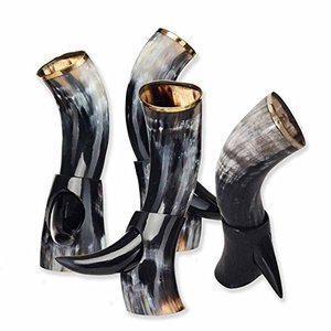 <b>Drinking</b> Horns With Horn <b>Stand</b> Made of Buffalo Horns Manufacturer and Exporter From India Handicraft - Product Image 3