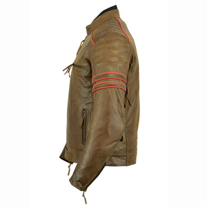 Chaqueta ajustada de cuero genuino para hombre, ropa de carreras de estilo Bomber con cremallera, con logotipo personalizado y tamaño - Product Image 6