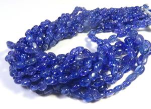 พลอยแทนซาไนต์สีน้ำเงินสวยงาม รูปทรงวงรี ธรรมชาติ คุณภาพสูง ขัดเงาเรียบเนียน โปร่งใส ผ่านการอบความร้อน ลูกปัดเปลี่ยนสี ความยาว 18 นิ้ว - Product Image 6