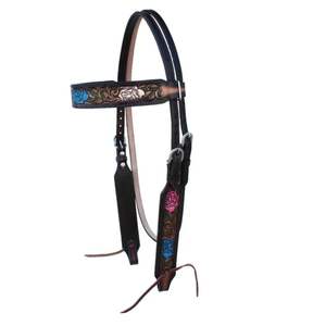 Juego de arreos de cuero genuino 100% de alta calidad, hecho a mano en estilo occidental, cabezada y pechera duraderas, artesanía RN Enterprises - Product Image 2