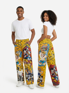 Pantalons en jean unisexe à imprimé graphique, coupe régulière, patchwork, jambe large, streetwear, style cartoon, décontracté, mode, pantalon en jean pour femmes - Product Image 3