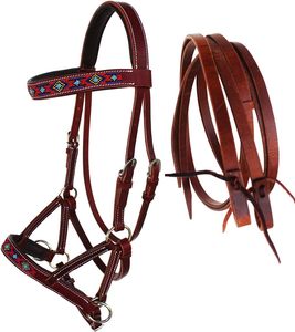 Bride de cheval en cuir fantaisie avec forme anatomique et bride rembourrée souple avec pièce de tête arrière coupée Bride cousue fantaisie avec boucle - Product Image 6