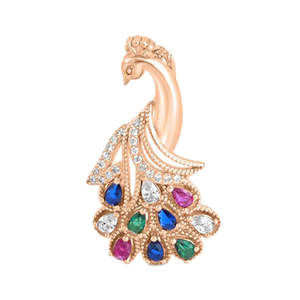 Pendentif Paon en Argent Sterling 925 Plaqué Or Rose et Rhodium, Sertie de Diamants, Zircons et Perles, Forme Animale Élégante, Idéal pour Cadeau de Fiançailles - Product Image 3
