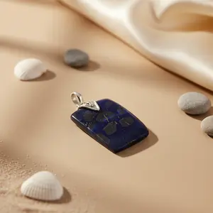 Pendentif moderne en argent 925 avec pierre de cristal noir, charme religieux fait à la main pour femmes, bijoux en or indien avec perle - Product Image 2