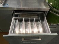 Ensemble de meubles de cuisine extérieure modulaire en acier inoxydable 304 avec évier de barbecue, robinet, porte vitrée, design moderne, tiroir coulissant pour appartement