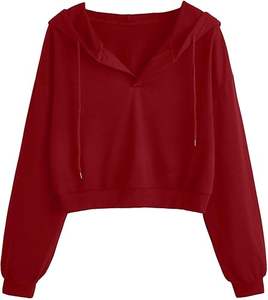 Sudadera con Capucha Corta Personalizada para Mujer, Sudadera Casual de Forro Polar de Manga Larga, Estilo Oversize - Product Image 1