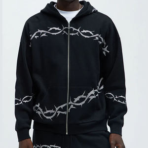 Sweat à capuche unisexe surdimensionné personnalisé, sweat à capuche zippé ample, veste avec sweat à capuche zippé délavé, fabricants de sweat à capuche avec strass - Product Image 1