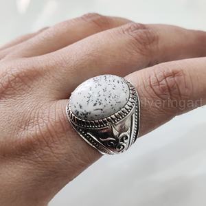 แหวนเงินแท้ 925 ประดับโอปอลธรรมชาติ ดีไซน์พิเศษสำหรับผู้ชาย ของขวัญแต่งงานสไตล์ออตโตมัน ประจำเดือนตุลาคม - Product Image 1