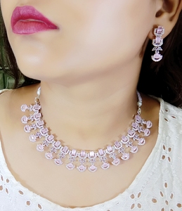 Customise Handmade Brass Choker <b>Necklace</b> Set With AD Stones For Weddings Engagements Anniversaries Parties Great Gift Idea - Product Image 2