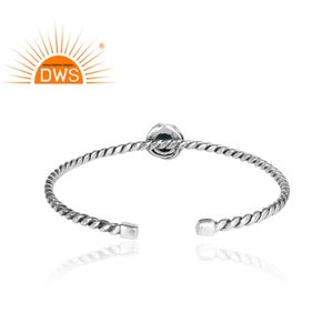 New Arrival Oxidized Sterling Silver Natural Arizona Turquoise Gemstone Bangle Custom Jewelry Manufacturer - Product Image 4