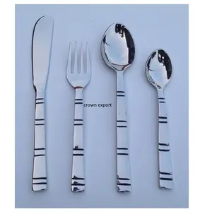 चांदी के बर्तन स्टेनलेस स्टील Flatware सेट धातु स्टेनलेस स्टील कटलरी कांटा चम्मच चाकू सेट बरतन डबल चम्मच कटलरी सेट