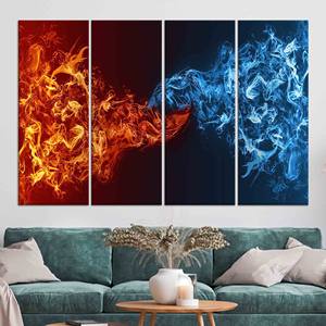 Impression sur toile abstraite moderne en verre : élégante œuvre d'art Feu et Glace, lot de 4 toiles - Product Image 1