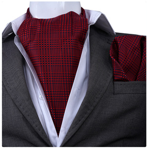 Ensemble Ascot et Pochette de Costume Exclusif Exve pour Hommes, à Carreaux Rouge Marine, pour Mariages, Fabriqué en Turquie - Product Image 1