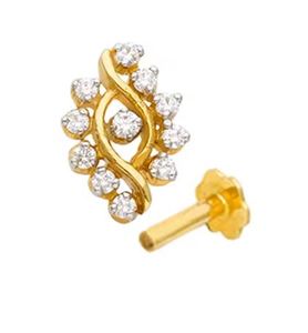 Alta calidad 18kt oro amarillo diamante nariz Pin tornillo madre e hijo a juego diamante tornillo nariz Pin Set por proveedor - Product Image 1