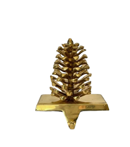 Adorno navideño Acabado en oro Metal Calcetín navideño Decoración para el hogar Mesa Colgador metálico para medias - Product Image 1