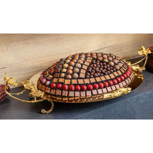 Metal <b>Chocolate</b> Tray With Flower Design Handle Sweets Serving Tray Top Quality Gold Dessert Display For <b>Wedding</b> And Any Events - Product Image 1