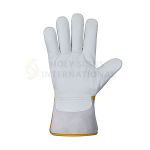 Venta al por mayor de Palma de cuero de grano con puños de cuero partido De Vaca guantes de trabajo EN420 aprobado Forro de algodón guantes de seguridad de alta resistencia - Product Image 2