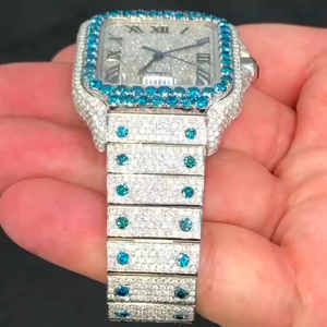 Montre pour homme personnalisable de haute qualité, sertie de diamants et de moissanite, style hip-hop, bracelet en acier inoxydable et cadran en verre, cadeau idéal - Product Image 3