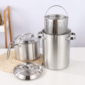 Ensemble de casseroles multifonctionnelles en acier inoxydable avec panier pour pâtes, soupes, fritures, induction et réchauds à gaz. - Product Image 5