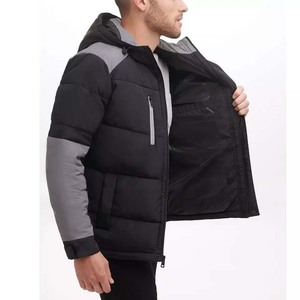 Blouson matelassé à capuche pour homme, personnalisé avec logo, couleur au choix, en tissu toile avec doublure en coton imperméable, fermeture éclair, dernière collection hiver - Product Image 2